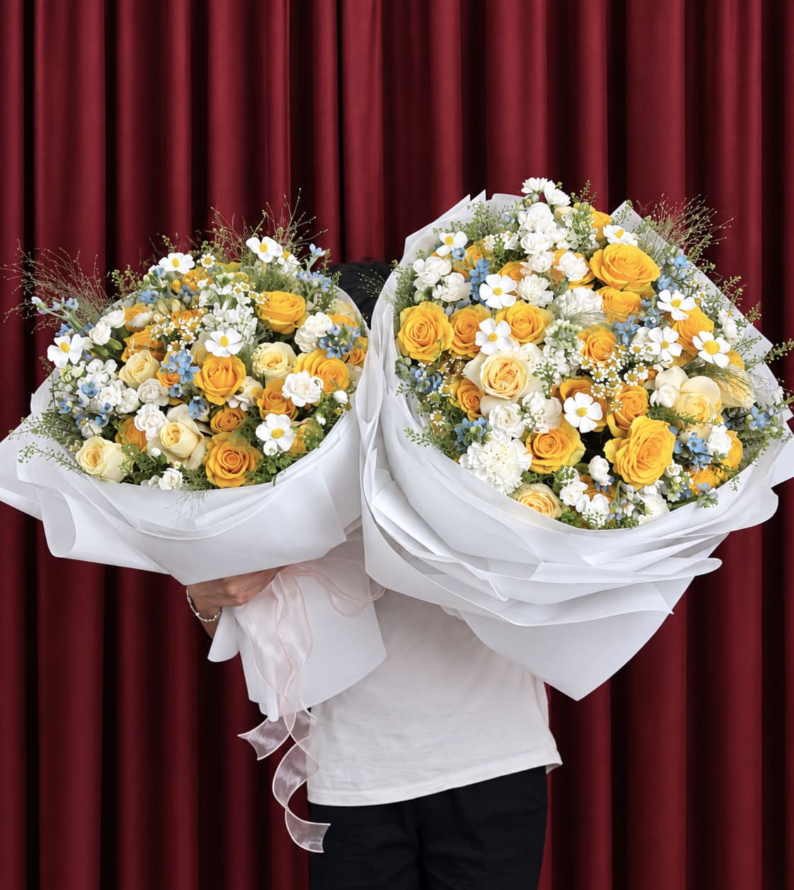 Bó Hoa Mix Tone Trắng Vàng