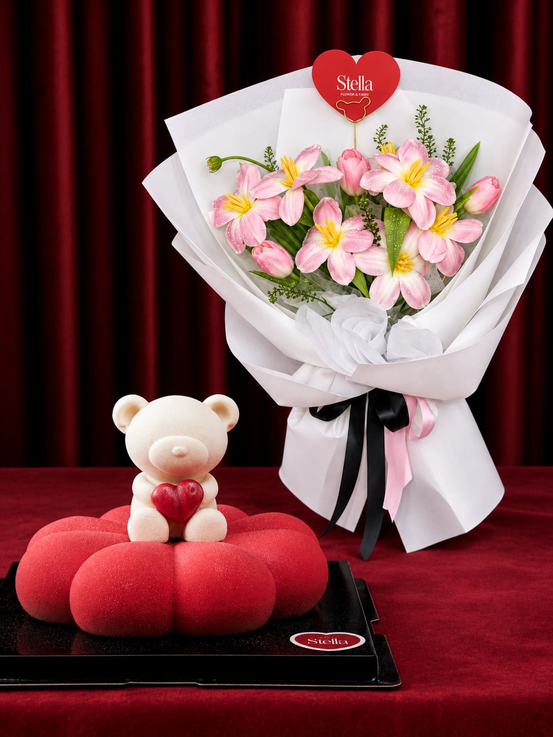 Combo Bánh Gấu + tulip 10 bông