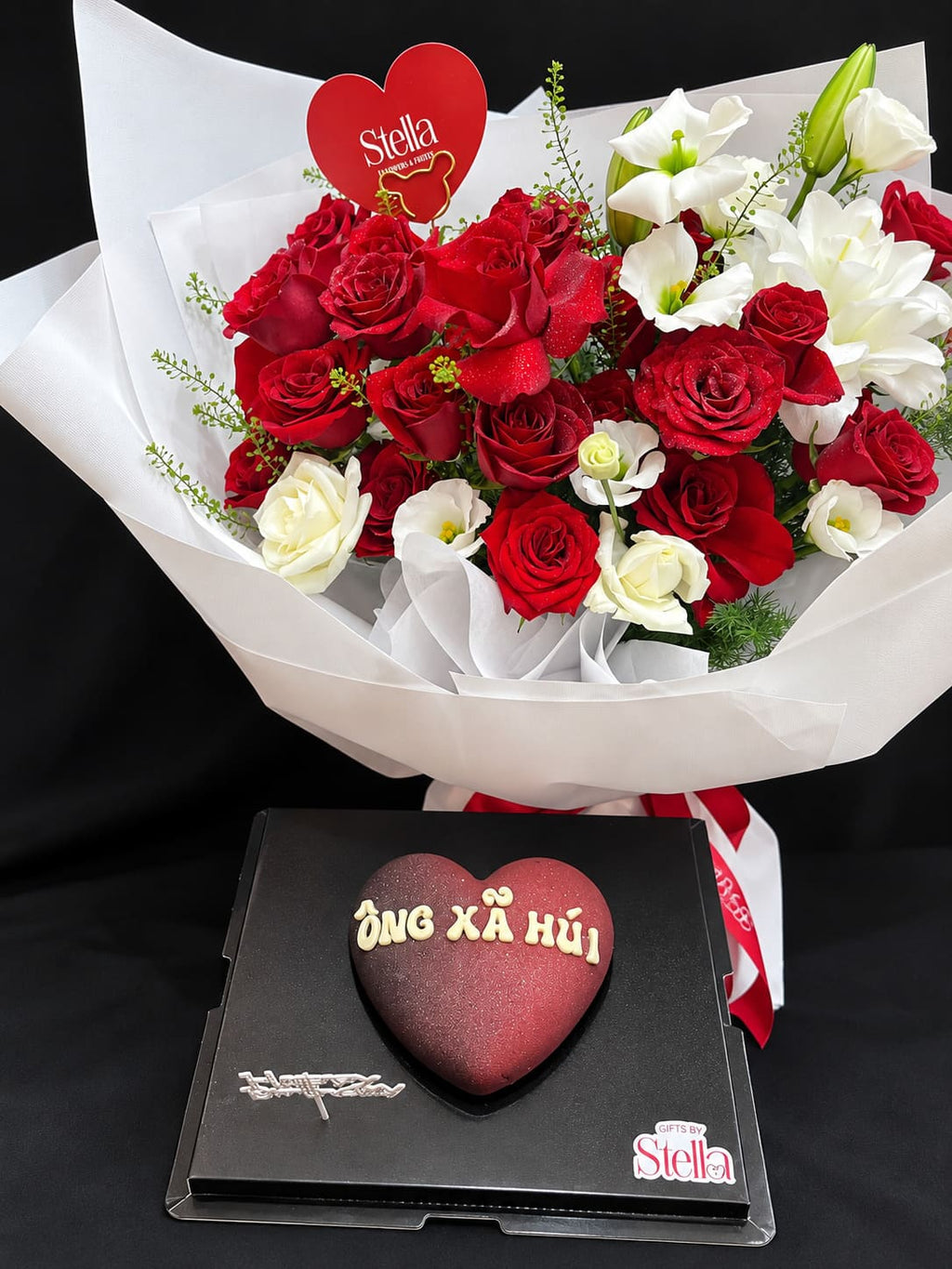 Hoa Mix tone trắng đỏ